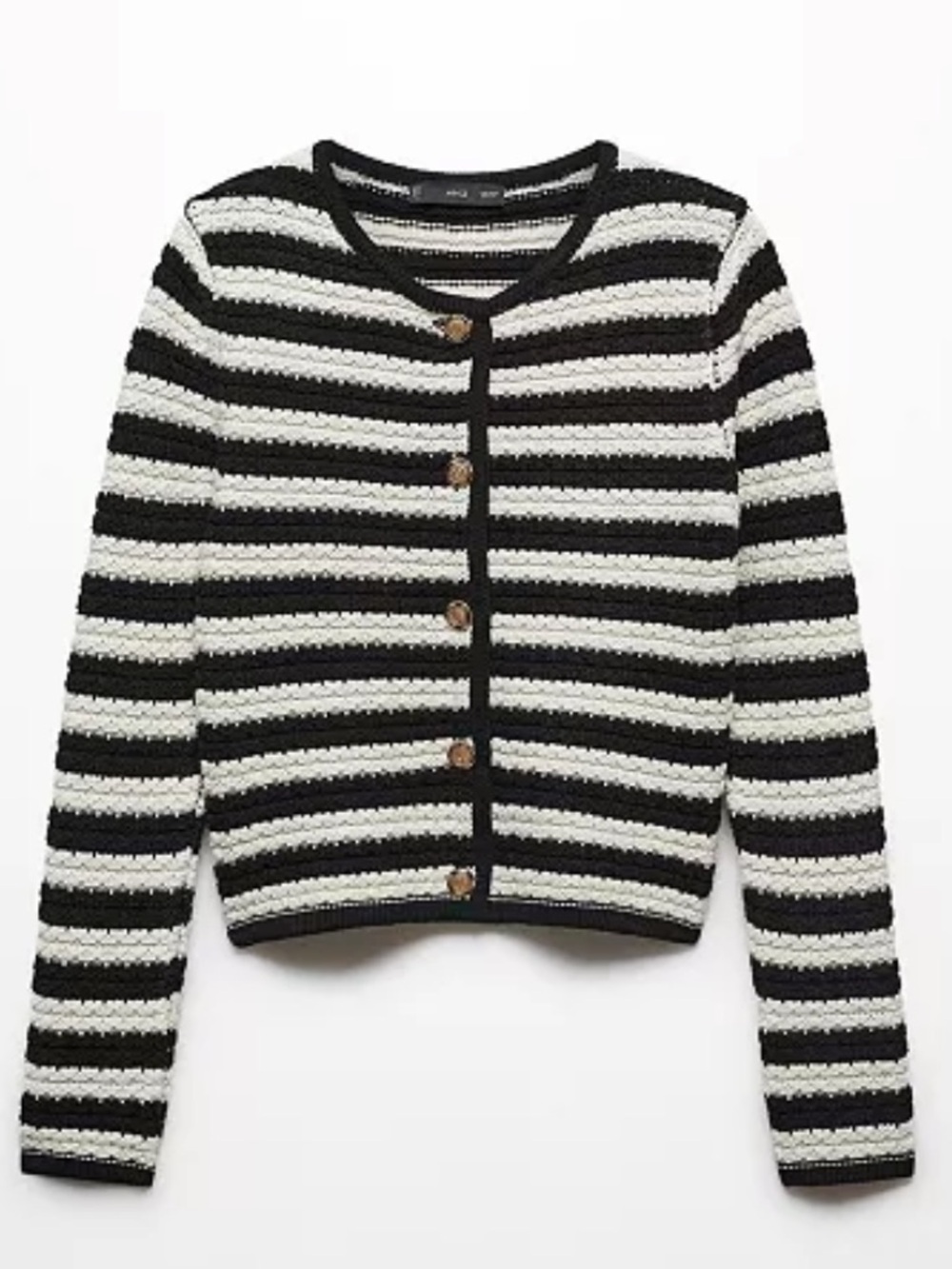 Mango Women's Jewel Button Detail Striped Cardigan